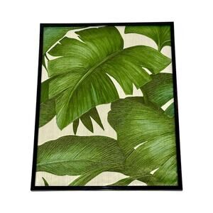 Framed Versace Wallpaper Art Giungla Palm Leaves Monstera Green Cream Black